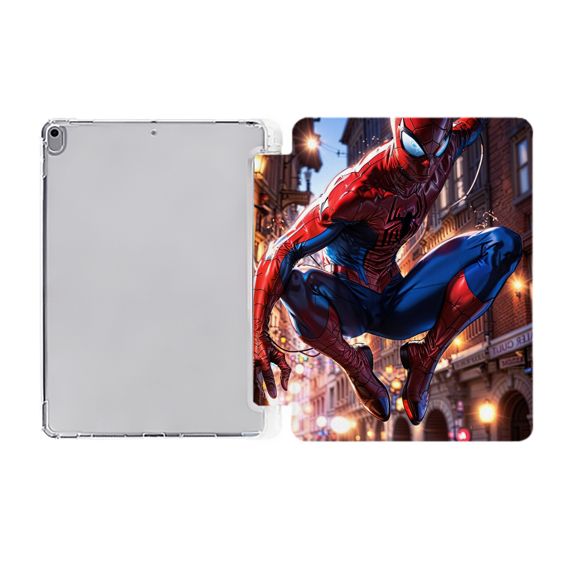 （画像用） Spider Man スパイダーマン IPad ケース ペン収納付き 三つ折りスタンド PUレザー×シリコン 対応機種9.5/10.5/10.9インチ